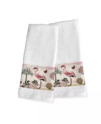 Laural Home - Botanical Flamingo 2-Pc. Hand Towel Set