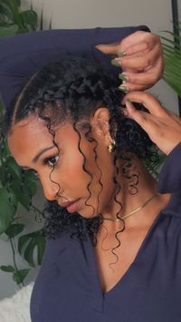 Curly hairstyle day 3! 2 cornrows with a twist!✨ #curlyhair#2cornrows#easyhairstyles | Instagram