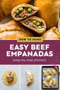 Easy beef empanadas made with a crisp and flaky crust filled with a savory ground beef picadillo and cheese filling.