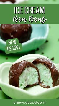 These Ice Cream Bon Bons are the perfect mini bite-sized ice cream treat with balls of mint chocolate chip ice cream coated in a chocolate shell! They’re super fun to make ahead and taste incredible.  This recipe combines classic bon bons with ice cream for the most delicious frozen treat you’ll ever try! If you appreciate ice cream, you’ll adore these cute bon bons.  My favorite part is that they can be kept frozen for months and easily brought out for an impressive sweet treat.