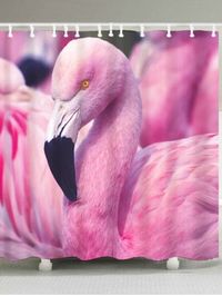 #Rosegal - Flamingo Pattern Bathroom Waterproof Bath Curtain