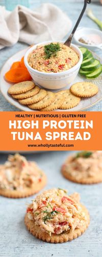 The best high-protein Tuna Spread made with hard-boiled eggs, cottage cheese, veggies and a touch of creamy mayo. It's super flavorful thanks to a few unexpected ingredients and perfect for sandwiches, wraps or on crackers.