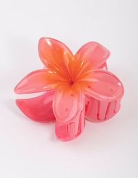 Bid your bad hair day goodbye with our collection of best-selling Hair Essentials! From on-trend, '90s-inspired claw clips, to unique ponytail ties and scrunchies - we've got something for every hair type. | Lovisa Plastic Pink Hawaiian Flower Claw Clip