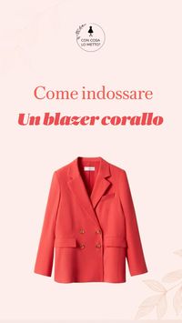  

Con questo Pin idea abbiniamo insieme un blazer corallo. Vi spiego il ragionamento dietro la scelta dei capi da abbinare:
 • 🌺 il corallo è un colore forte e molto estivo: potete abbinarlo anche con il nero, con il blu o con altri colori altrettanto forti, ma secondo me la giacca "perderebbe", nel senso che non rimarrebbe più il focus del vostro look. Per questo motivo, gli abbinamenti che ho creato sono volti al mettere la giacca sempre in primo piano.
 • 🌺 proprio perché il colore è molto estivo, per me i toni del bianco, del beige, del cammello, del metal e del denim sono i più chic per accompagnarla. Ovviamente è la mia opinione personale: siete libere di variare come credete l'insieme a seconda del vostro gusto.

🌺 se avete una giacca in un altro colore forte (verde, rosa, bluet