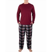 "DG Hill (2 Piece) Fleece Men's Pajama Sets Plaid Loungewear PJs, Long Sleeve Henley Shirt with Pajama Pants - Perfectly Paired Mens Pajamas Set: This sleepwear for men pajama set combines the best of a cotton blend Henley long sleeve shirt with cozy polyester microfleece pants. The shirt is breathable for comfort that lasts. The pajama pants are ultrasoft and warm, with moisture wicking properties to keep the skin dry. Together these are the perfect mens PJ set to wear through any season. - Fun