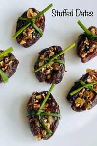 These stuffed dates have the perfect balance of sweet and savory flavors. They're an easy and delicious finger food appetizer for Thanksgiving, Christmas, New Year's Eve, or any other special occasion. They're the perfect party appetizer!