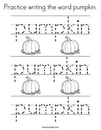 Practice writing the word pumpkin Coloring Page - Twisty Noodle