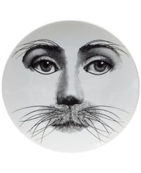 Find FORNASETTI Whisker Print Plate on Editorialist. Printed plate from Fornasetti featuring a black and white print of a female face with whiskers to the front. Diameter: 25.5 cm