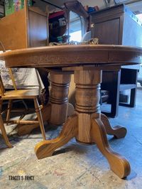 DIY farmhouse kitchen table: golden oak gets new life - Tracey's Fancy