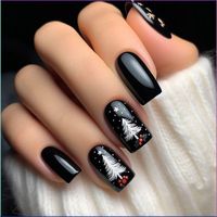 Explore unique Christmas nails in short square black designs that are perfect for your holiday look. These festive nail designs bring a fresh and modern twist to traditional holiday nail designs, making them the perfect choice for those who want to stand out. With creative Xmas nail art ideas, these cute nails are ideal for anyone looking to make a statement this festive season. Get inspired by these unique holiday designs for a chic Christmas manicure.