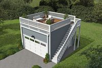 Plan 68705VR: Detached Garage Plan With Rooftop Deck