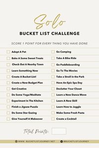 This solo bucket list has fun things to do by yourself, including activities at home and the best stuff to do alone.