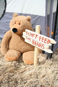 camping party reminder: don't feed the bears!