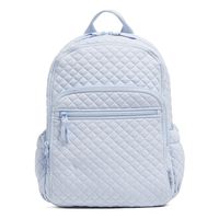 There's no better way to accommodate your day than by carrying a colorful cotton Campus Backpack. It truly is the one we can't live without — and it was recently redesigned to be even better with even more padding in the back and straps and a new shape specially designed to accommodate a woman's shape. Details: Exterior features two side slip pockets, a u-shaped front zip compartment with a front zip pocket and a hidden back zip pocket. Front u-shaped zip compartment contains four slip pockets, three pen slips and an ID window. Main compartment features two mesh slip pockets. Padded laptop compartment. Padded shoulder straps are shaped for optimum comfort on body. Back panel is padded, and features a shaped trolley sleeve. Zip closures. Accommodates up to a 15" laptop. Capacity 25 L. Care