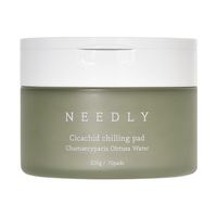 Cool, soothe, and refresh irritated skin with Needly's Cicachid Chilling Pad - a collection of 70 ultra-thin toner pads, pre-soaked in a plant-powered essence to offer instant hydration and calming care for all skin types. Every pad is fortified with Needly's patented Cicachid Complex - a signature fusion of real Korean-grown Cica, Cypress leaf, and herbal Artemisia which work together to calm redness and flushed skin. The soothing formula is also boosted with 85% pure Korean Cypress water - nat