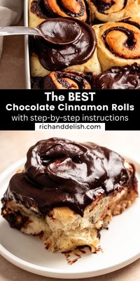 These gooey chocolate cinnamon rolls are made with fluffy and soft dough that is filled with a rich chocolate filling and topped with a silky smooth chocolate cream cheese icing.