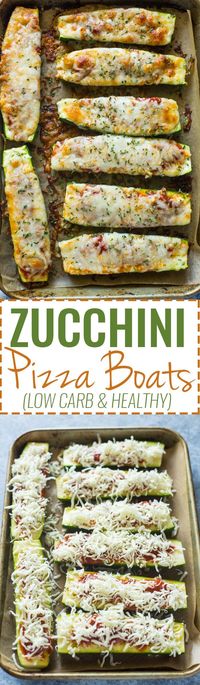 Healthy Low-Carb Zucchini Pizza Boats (VIDEO) #pizza