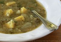 Dried Fava Bean and Fresh Fennel Soup with Polenta