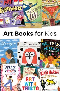 Here are some of my art books for kids. All of these books are about artists so they are a great way to introduce students to the work of famous artists and provide a little inspiration too! Books for younger readers are first, with a few books for upper elementary and middle school students at the end.