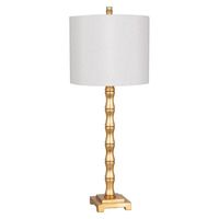 Bring the beauty of bamboo indoors with this Large Bamboo Table Lamp from Opalhouse™. This freestanding table lamp makes a welcoming addition to your indoor lighting. It features realistic bamboo details in a bright gold finish for a glamorous vibe. The white drum shade offers a fresh modern look and diffuses light with a warm glow, while the simple on/off switch allows for easy operation. Display it on your entryway console or side table in your living room for an effective lighting impact.   T