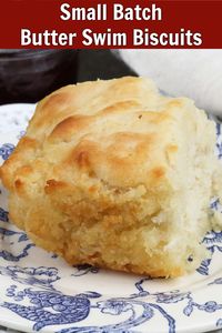 Small batch Butter Swim Biscuits - tender Southern-style biscuits that are baked in a pool of melted butter, resulting in a crispy, buttery exterior and a fluffy interior. Perfect for breakfast or as a side dish for a hearty meal. | One Dish Kitchen