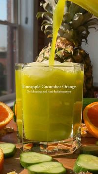 Visit the link for more! ✨ INGREDIENTS ✨ 1/2 a pineapple 1 cucumber 3 small oranges Approx 20 oz