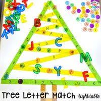 Tree letter match plus more Christmas and gingerbread light table activities for preschool, pre-k, and kindergarten students. These are perfect for the holidays.