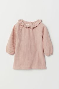 Crinkled Cotton Dress - Powder pink - Kids | H&M US 1