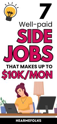 7 best side hustle jobs to help you learn how to make money from home. Also, learn the legit ways to make extra money. Get top best real legitimate flexible high paying remote non phone part time and full time fee free late night work from home jobs and side hustle ideas that are perfect for beginners with no experience. #workfromhome #workfromhomejobs #onlinejobs #remotejobs #sidehustleideas #passiveincome #makemoneyfromhome #waystomakeextramoney #finance #career #education