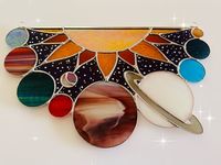 Stained Glass Solar System Galaxy Planets Panel, Sun Catcher Jupiter Moon, Glass Ornament, Wall Hanging, Ocean Decor, Beach Decor, Gift - Etsy