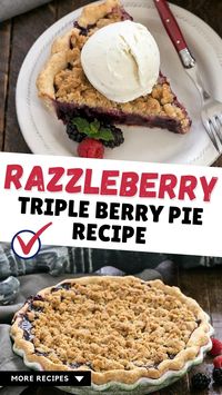 The combination of blackberries, raspberries, and blueberries plus a crumb topping make for a scrumptious Razzleberry Pie!   1 homemade or store-bought pie crust   2 cups frozen raspberries   2 cups frozen blackberries   2 cups frozen blueberries   3/4 cup sugar   1/4 cup cornstarch  Topping:   1 1/4 cups flour   1 teaspoon baking powder   1/2 cup brown sugar   1/2 teaspoon cinnamon   1/2 cup (1 stick) butter, melted