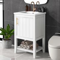 20" Bathroom Vanity with Sink, Bathroom Cabinet with Soft Closing Door, Storage Rack and Open Shelf, White - Walmart.com