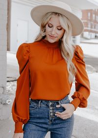 "Classic Cutie" High Neck Top - Rust – Adorabelles