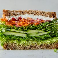 We like veggie sandwich recipes that send juices running down to our elbows, which is why we insist on dressing the lettuce. If you want to use store-bought giardiniera, skip the first step.