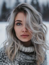 Combining icy ash blonde with dark roots creates an edgy contrast that’s both stylish and low-maintenance. This look is perfect for winter, reflecting the icy hues of the season and reducing the frequency of hair coloring sessions.