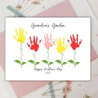 Grandma's Garden handprint printable is the perfect Mother's Day craft for babies, toddlers, and kids to give to their Grandma or Mother for Mother's Day! These handprint and footprint art printables are simple and fun ways to create cute art projects with your kids. Just print the PDF/page you desire, add your child's handprint or footprint with paint or stamps, and even add your own additional customizations with paint, stamps, crayons, stickers-- SO many combinations and custom possibilities!