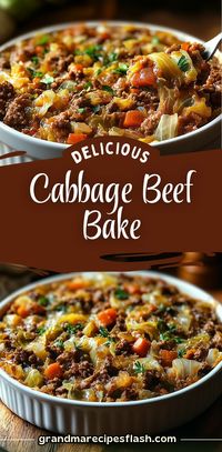 A hearty and comforting casserole made with ground beef, cabbage, rice, and melted cheddar cheese. Perfect for a cozy weeknight dinner