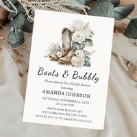 Boots & Bubbly Rustic Floral Bridal Shower Invitation