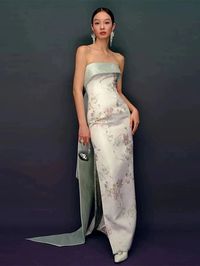 High end Chinese dress, tube top Cheongsam, prom long Cheongsam – Beth and Brian Qipao