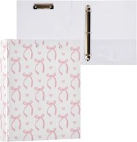 Amazon.com : Aslsiy Cute Coquette Pink Bow 3 Ring Binder 1.5 Inch White Round Clipboard Binder Decorative Harcover Binder Organizer for Office Supplies : Office Products