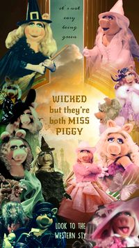 Wicked / Miss Piggy // Muppet Collage Art  #wicked #misspiggy #elphaba #mashup #muppets #movie #film #poster #parody #muppetmashup