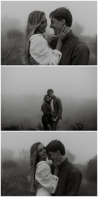 Mountain Engagement Inspiration | Adventure Wedding Photographer | Misty Mountain Engagement | Georgia Wedding Photographer | This engagement session was surrounded by misty and foggy skies right on the Blue Ridge Parkway. Find outdoor engagement ideas, mountain engagement photos, engagement sessions in jeans, mountain engagement photoshoots, and adventurous couple ideas. If you are ready to book your adventurous elopement photographer go to thistlewoodphoto.com