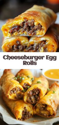 Craving something new and delicious? Discover Cheeseburger Egg Rolls, a fun twist on your classic cheeseburger wrapped in a crispy, golden shell. Perfectly seasoned beef, gooey cheese, and tangy pickles come together for a bite-sized delight you'll love. Ideal for lunch, snacks, or party appetizers, these egg rolls offer a burst of flavor in every bite. Easy to make and impossible to resist, they're perfect for satisfying those comfort food cravings any time of day!