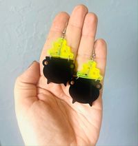 Spooky Laser Cut Acrylic Witch's Cauldron Halloween Dangle Earrings - Etsy