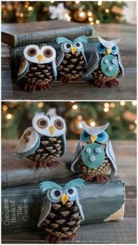 Pinecone Owls - 20 Magical DIY Christmas Home Decorations You'll Want Right Now by VenusV