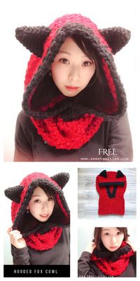 Crochet Hooded Fox Cowl Free Crochet Pattern & Paid