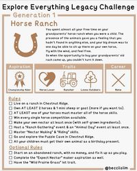 Ranch You spent almost all your free time on your grandparents' horse ranch when you were a child. The presence of the animals gave you a feeling that you hadn't found in anything else, and your big dream was to one day be able to sit up there on your own horse, fly with the wind, and feel free. So when the opportunity to buy your grandparents' old rach came up, you couldn't turn it down.