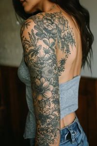 Flower Sleeve Tattoos For Women 25