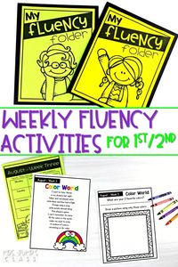 Improve reading fluency with these daily activities for 1st or 2nd grade. Help your students read with expression and fluidity with fluency folders. Fun reading fluency activities that can be done in the classroom or at home for homework. #readingfluency #fluencyfocus #firstgrade #secondgrade