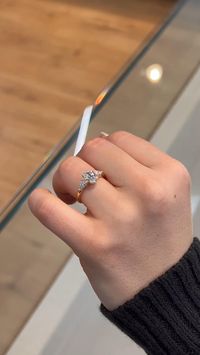 This exquisite three stone engagement ring was designed with comfort in mind so that it can be comfortably worn day-in and day-out. The center stone of the ring is a stunning 1.00 carat oval cut lab grown diamond. Each side of the ring is accented with a pear shaped diamond for a total diamond carat weight of 1.50.